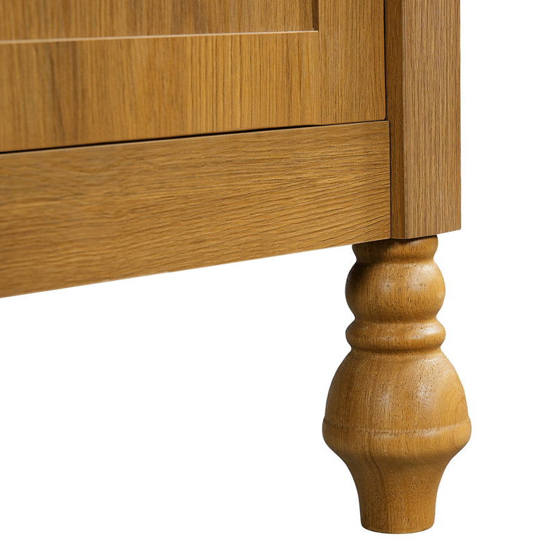 Bathroom Vanity With Seashell Resin Sink, Flip Up Storage, Soft Close Doors - Brown