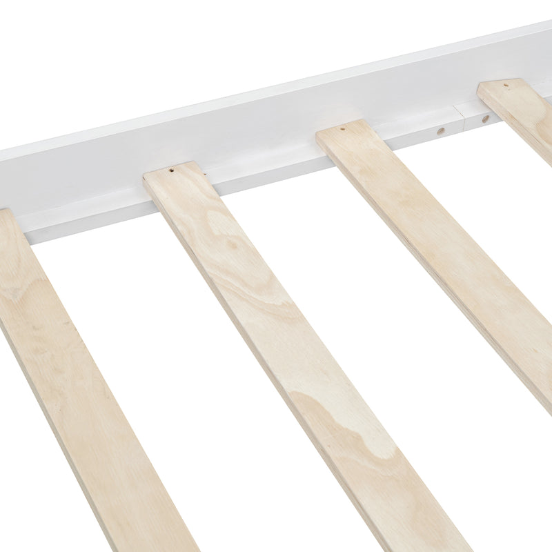 Full Size Platform Bed with built-in shelves, LED Light and USB ports, White