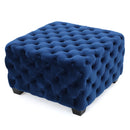 Modern Glam Ottoman With Velvet Upholstery And Button Tufted Design