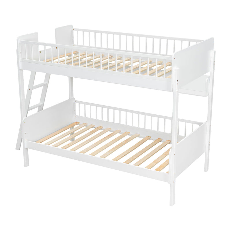Bunk Bed With 3 Storage Shelves, Adjustable Ladder Left Or Right