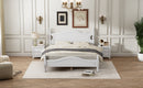 Queen Size Wood Platform Bed Frame,Retro Style Platform Bed with Wooden Slat Support,White