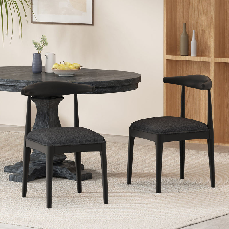 Mid Century Modern Dining Chair Set With Upholstered Seating