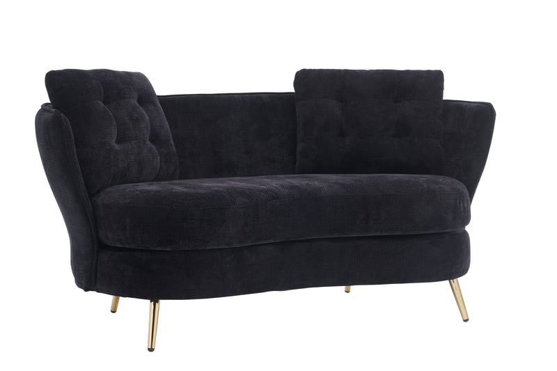 Polyester Fiber Loveseat Sofa Chair Upholstered Couch With Golden Metal Legs Club Two-Seat Sofa For Living Reading Room Bedroom Apartment Small Space Dorm