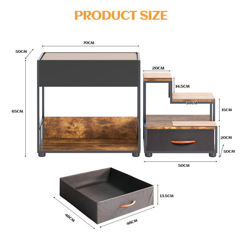 Pet Step Window Perch, Bunk Beds Window Perch For Dogs Bedside Lounge Elevated Dog Bed Multi-Level Platform With Sponge, Non-Slip Pad And Storage - Black / Vintage