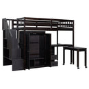 Loft Bed With Stairs, Bookshelf, Drawers, Desk & Wardrobe, Space Saving Multifunctional Furniture
