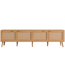 TV Stand With Storage & Cable Holes - Natural Wood