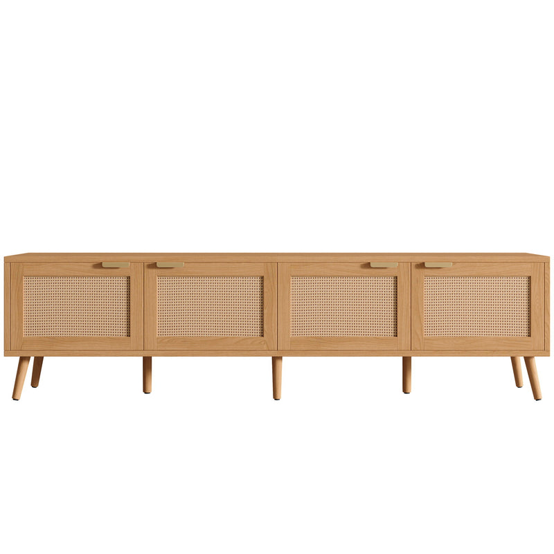 TV Stand With Storage & Cable Holes - Natural Wood