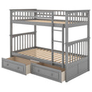 Twin over Twin Bunk Bed with Drawers, Convertible Beds, Gray(Old SKU: SM000240AAE-1)