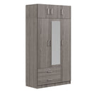 Modern 3 Door Mirror Wardrobe With 2 Drawers And Top Cabinet
