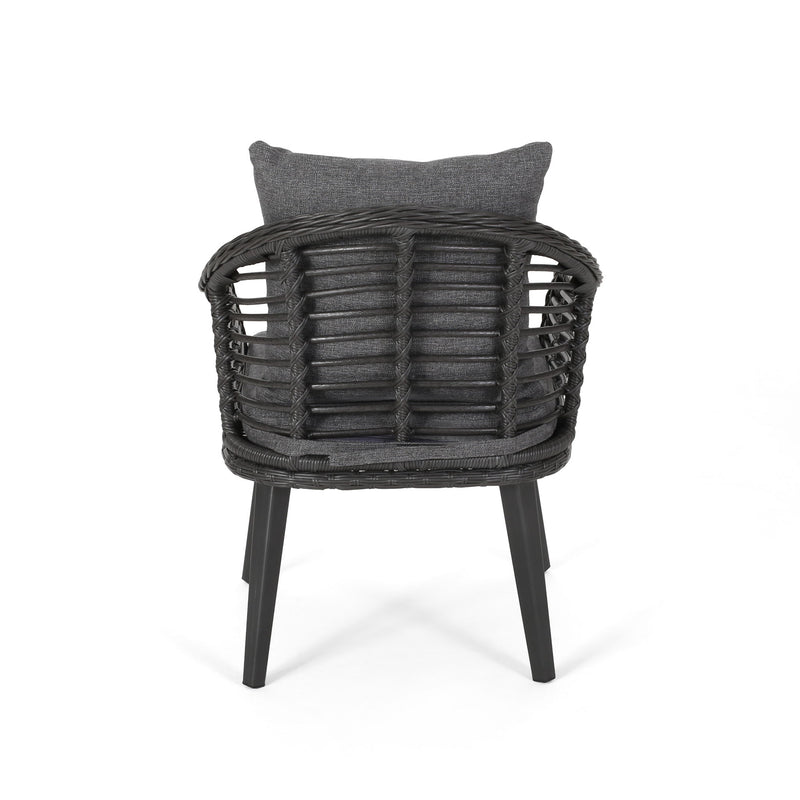 Outdoor Accent Chair With Aluminum Frame And Rattan Seating