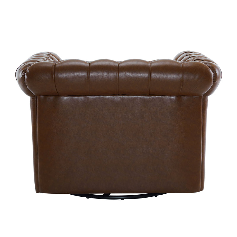 Chesterfield Style Swivel Club Chair With Button Tufted