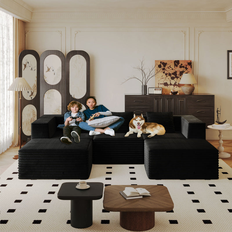 Compression Sofa With 2 Ottomans