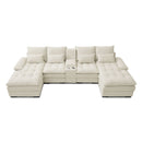 Contemporary U Shaped Sofa With Console And Cupholders