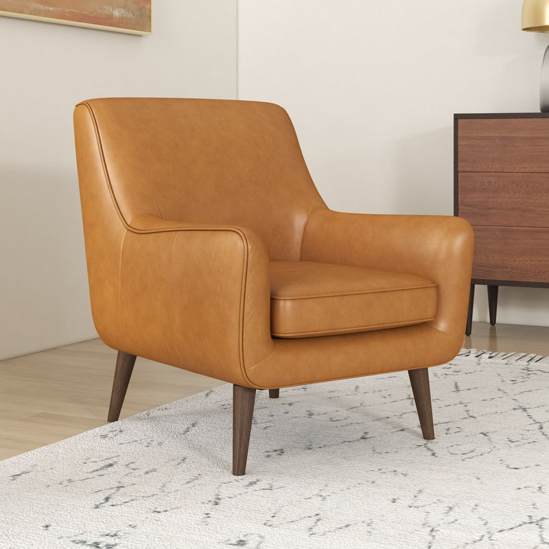Alex - Tan Leather Lounge Chair - Orange