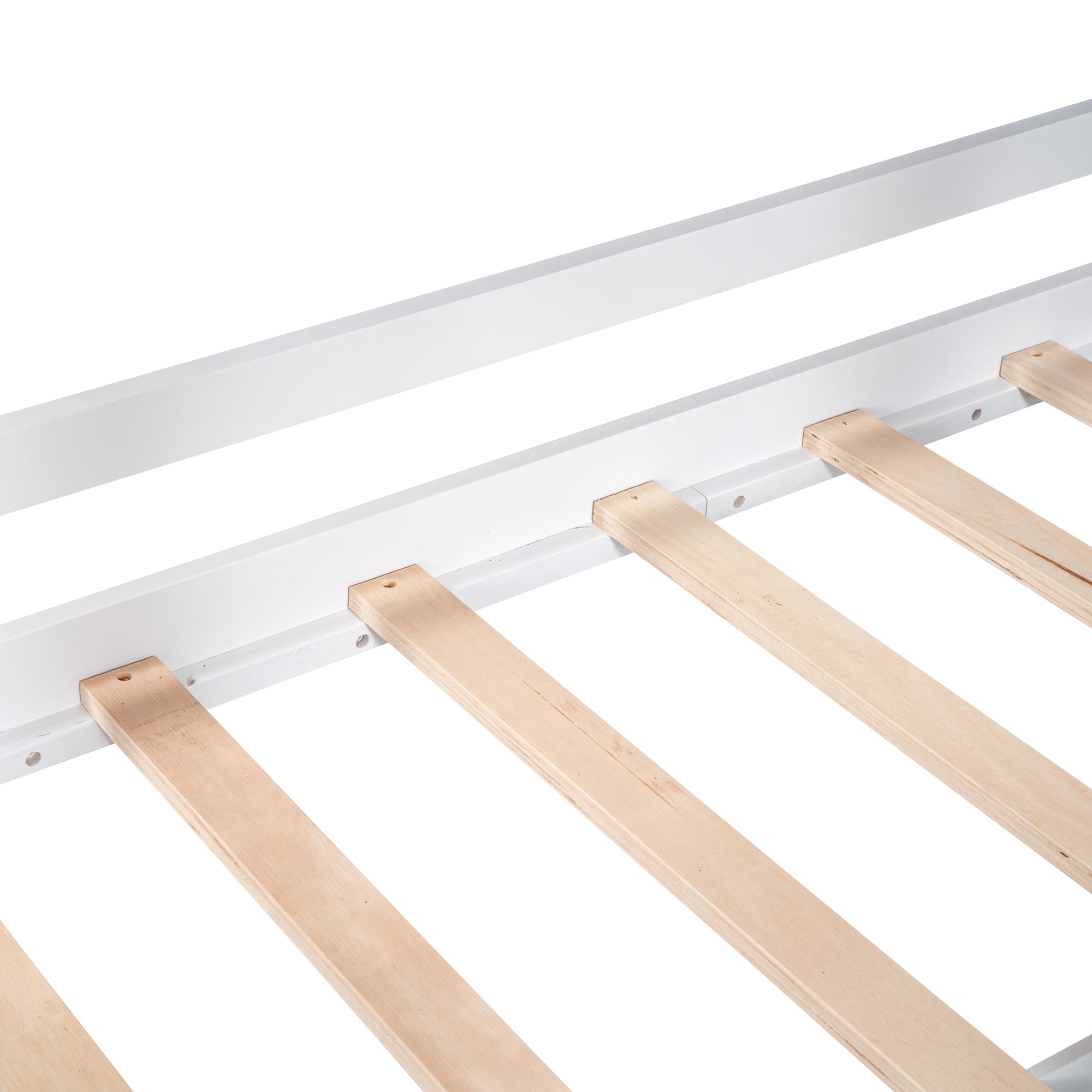 Twin Size Low Loft Wood House Bed with Two Drawers, White - Atlantic Fine Furniture Melbourne FL