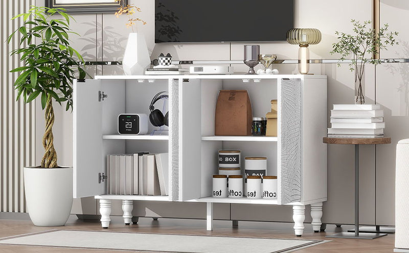Modern TV Stand With 2 Spacious Storage Space And Anti-Tip Device