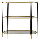 3 Tier Metal Console Table, Mirrored Shelf - Golden Black