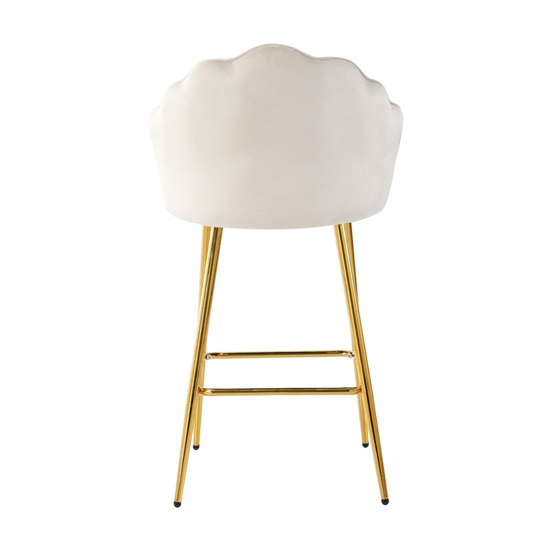 Elegant Shell Shape Velvet Bar Chair (Set of 2)