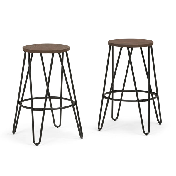 Simeon - 26" Metal Counter Height Stool with Wood Seat (Set of 2)