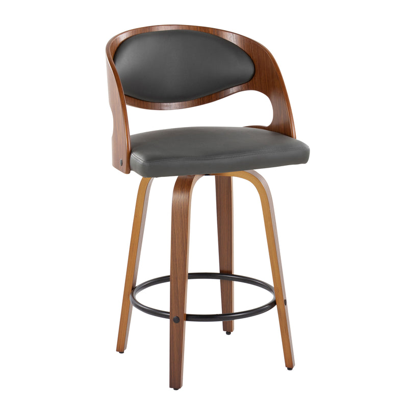 Pino - Mid Century Modern Fixed Height Barstool With Swivel With Round Footrest (Set of 2)