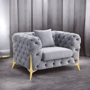 Jelanea - Chair - Gray Velvet & Gold Finish - Atlantic Fine Furniture Inc