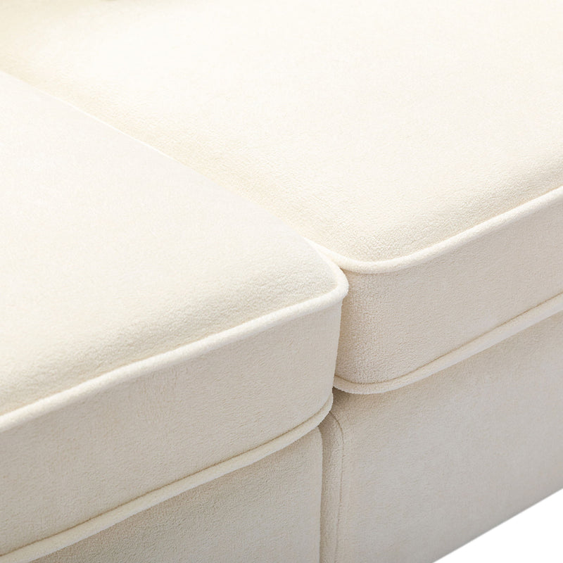 Modern Fabric Sofa With Plush Cushions, Sleek Arm Design