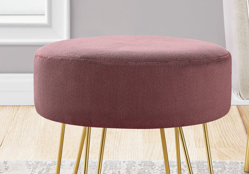 Ottoman, Pouf, Footrest, Foot Stool, Round Gold Metal Legs, Contemporary, Modern