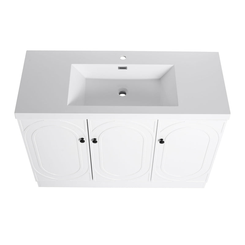 Contemporary Freestanding Bathroom Vanity With Resin Sink & Soft-Close Cabinet Doors