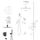 16" Ceiling Mount Square Shower System With Waterfall Tub Spout And Rough In Valve