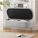 Upholstered Oval Storage Bench For Living Room