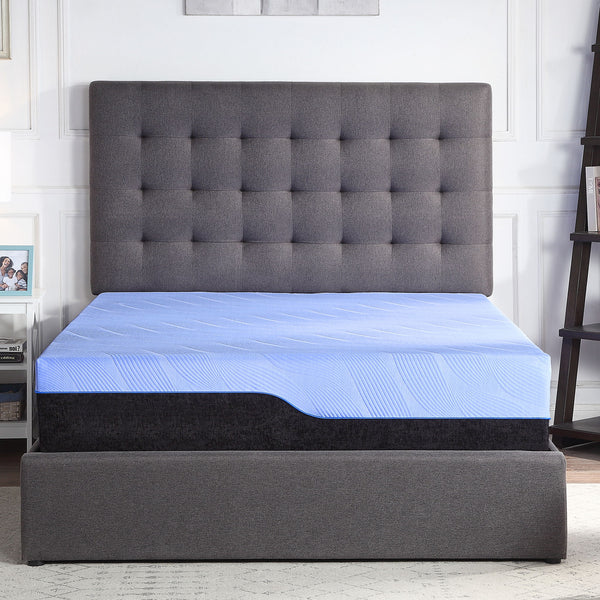 Refresh - 12" King Size Hybrid Cooling Gelcare Memory Foam And Coil Mattress - Blue