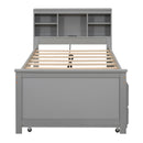 Platform Bed With Storage Headboard, USB, Trundle And 3 Drawers