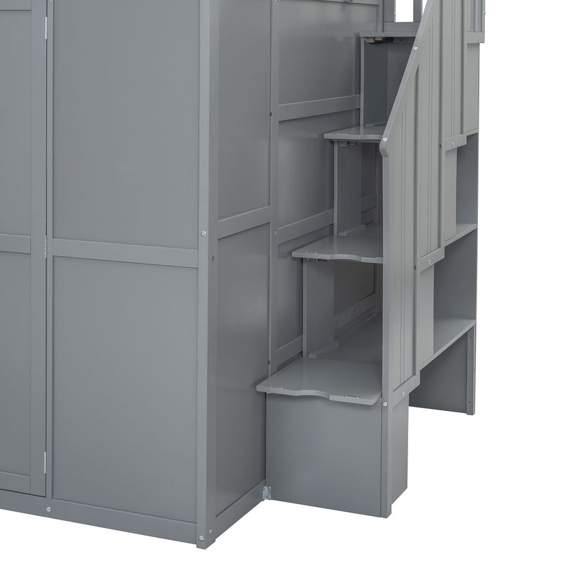 Loft Bed With Wardrobe, Desk And Shelves