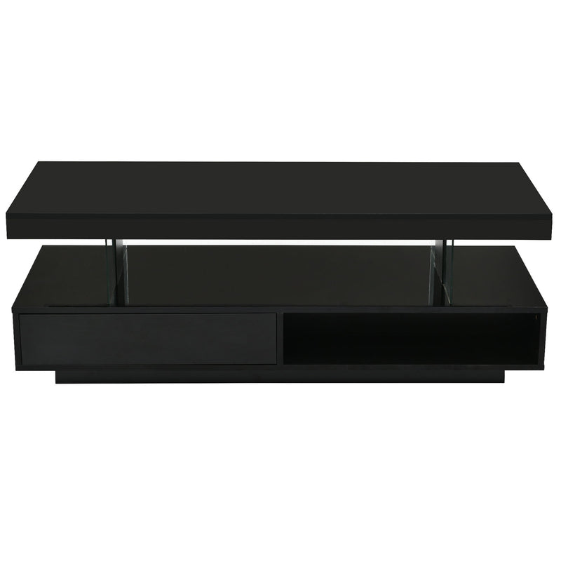 LED Coffee Table With 2 Drawers And Display Shelves