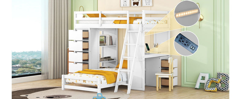 Bunk Bed With LED Light And USB Ports
