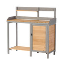 Outdoor Potting - Bench, Workstation Table With Cabinet For Backyard Garden Supplies - Brown / Gray