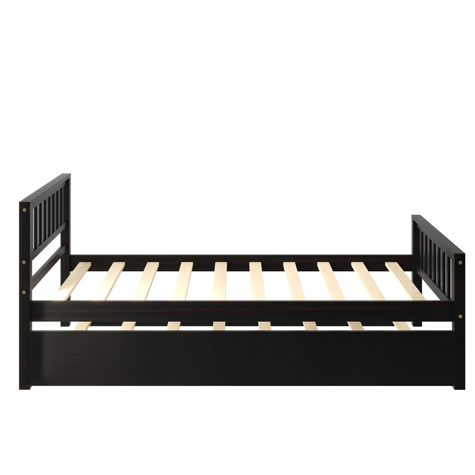Twin Bed with Trundle, Platform Bed Frame with Headboard and Footboard, for Bedroom Small Living Space,No Box Spring Needed,Espresso(Old SKU:W50440557) - Atlantic Fine Furniture Melbourne FL