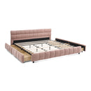 Modern Platform Bed Frame With Thick Chenille Fabric
