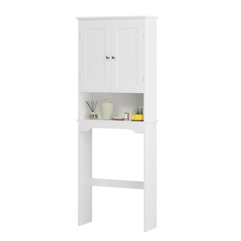 Over The Toilet Storage Cabinet, Bathroom Space Saver With Adjustable Shelf - White