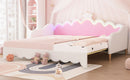 Extending Daybed With LED Lights, Modern Upholstered Princess Daybed With Crown Headboard