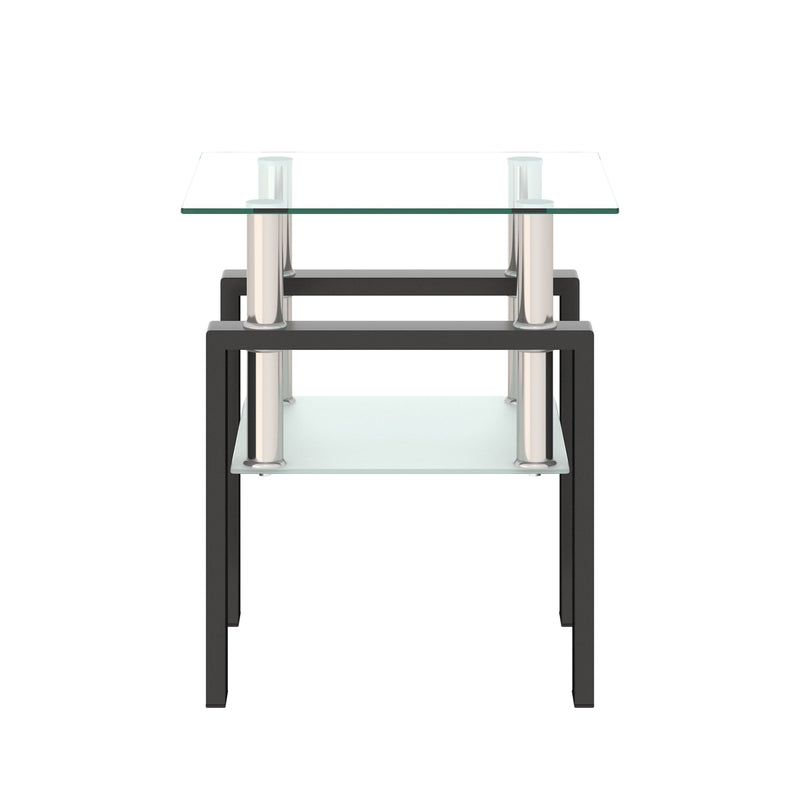 Modern Tempered Glass Tea Table, End Square Table For Living Room