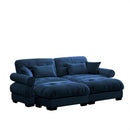 Modern Sectional Sofa With Ottoman, Round Bolster Armrests, Waist And Throw Pillows