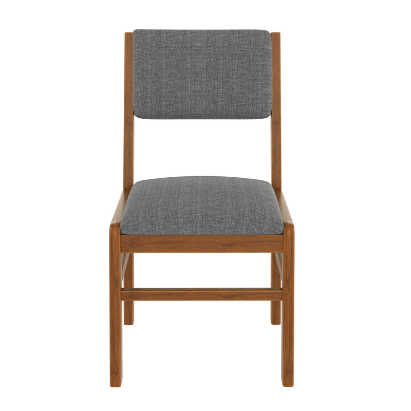 Dining Chairs (Set of 4), Mid Century Modern Fabric Upholstered Kitchen Side Chairs, Farmhouse Dining Room Chair - Brown / Gray