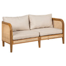 Kirkby - Bohemian Outdoor Patio Cushioned Sofa Weatherproof 56.25In - Teak / Beige