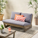 Outdoor Loveseat With Slat Paneling And Water Resistance Cushion - Dark Gray