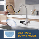 3 In 1 Kitchen Faucet With Press Type Glass Rinser, High Arc Pull Down Sprayer