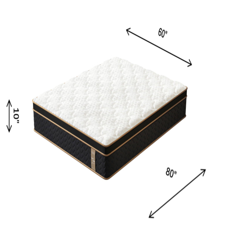 10" Queen Plush Hybrid Mattress With Gel Memory Foam, Individual Pocket Spring Motion Isolation Edge Support - White / Black