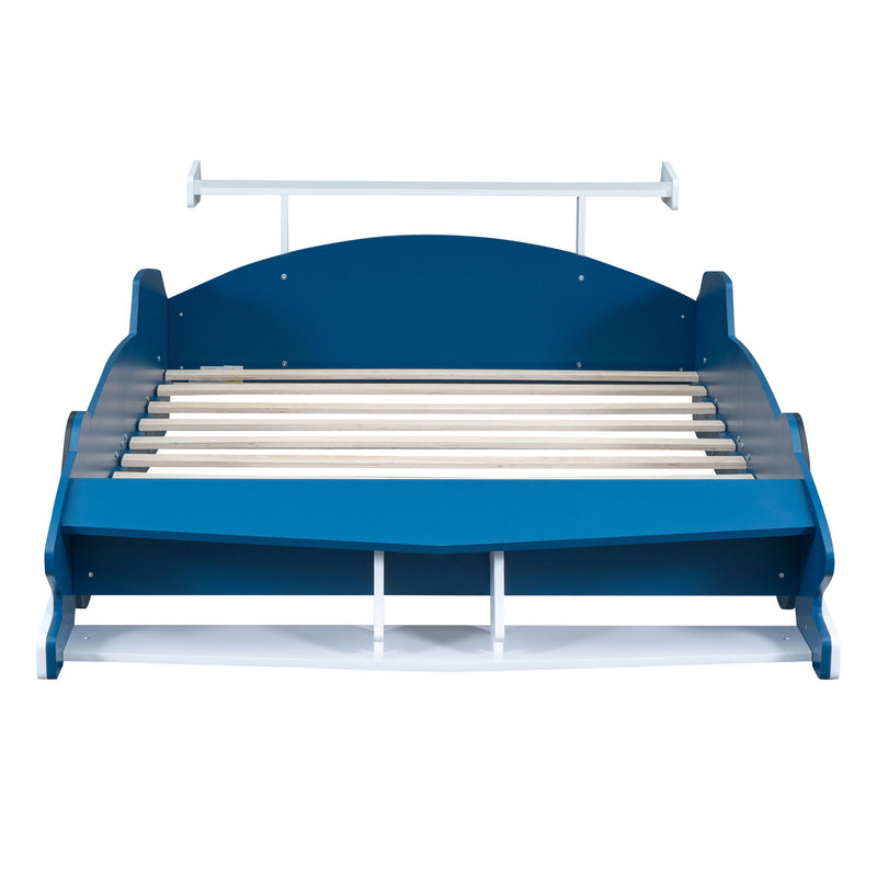 Race Car-Shaped Platform Bed With Wheels