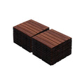 Interlocking Deck Tiles Striped Pattern, Waterproof Anti Mildew Brown