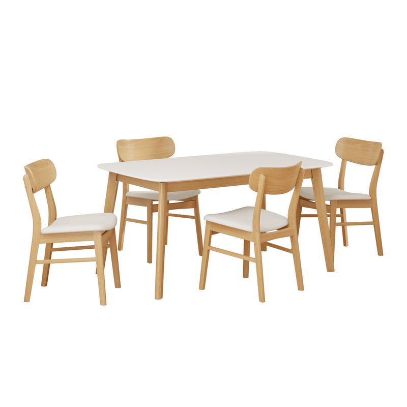 5 Piece Dining Set With Table And Upholstered Chairs